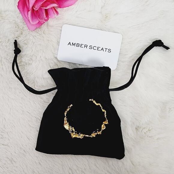 NEW Amber Sceats Emery Chunky Textured Gold Cuff Bracelet - Picture 2 of 10